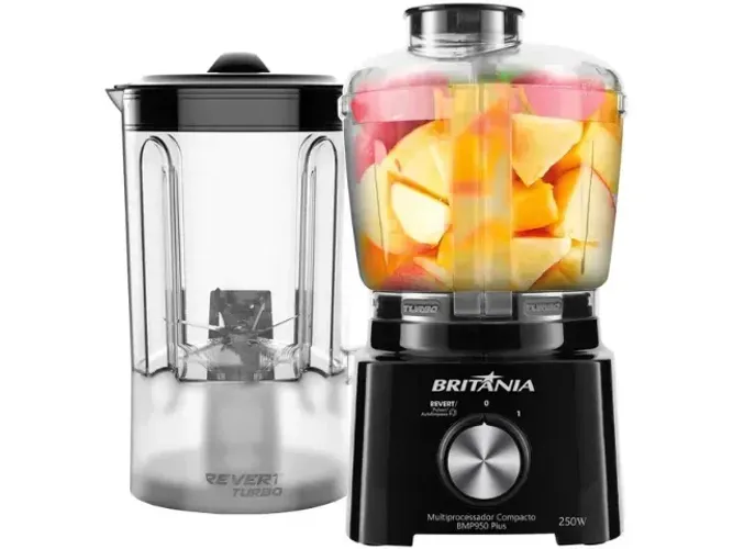 Multiprocessador e Liquidificador 2 em 1 Britânia BMP950P Preto 220V - Compacto