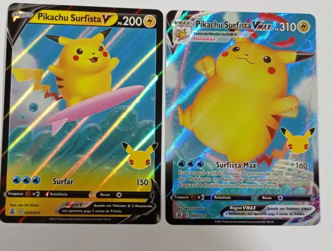 Pikachu Surfista V e Pikachu Surfista Vmax Pokémon Celebrações 