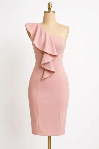 Vestido M com Detalhe Ombro Único NUNCA USADO
