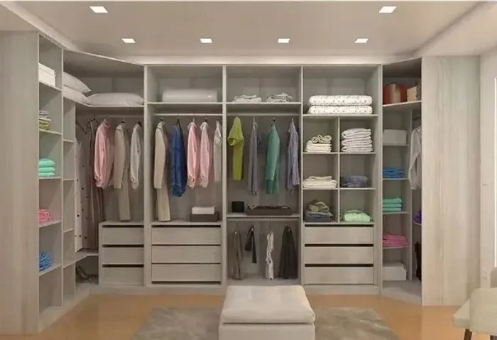 Guarda Roupa De Canto Closet 5 Módulos Sem Portas 9 Gavetas 
