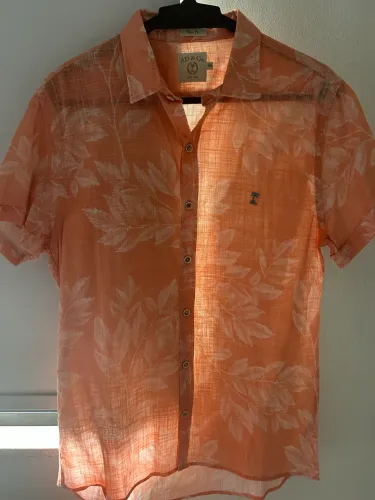 Camisa AD & Co de Linho Slim Fit M Estampada Manga Curta