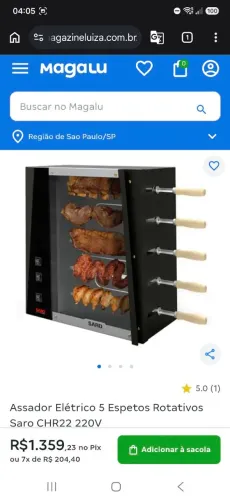 Churrasqueira Eletrica SARO 220 Volts