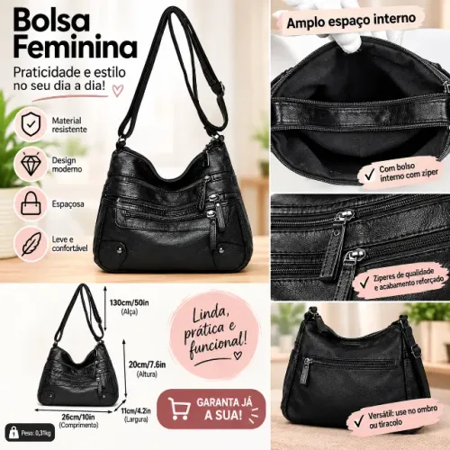 Bolsa De Ombro Tiracolo Pu Versátil Crossbody Clássica Mensageiro Cor Preta Ou Marrom