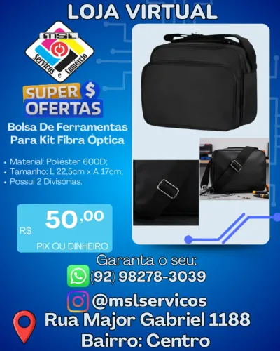 Bolsa de Ferramentas para Kit Fibra Óptica - Compacta e Resistente