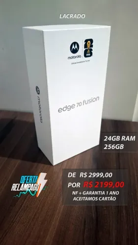 (LACRADO) Motorola Edge 70 Fusion, 24GB, 256GB, 6.8" 144hz, Cam. 50MP (Aceito Cartão) + NF