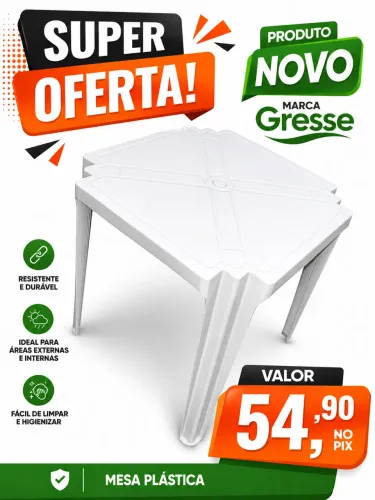 Mesa plástica nova Branca