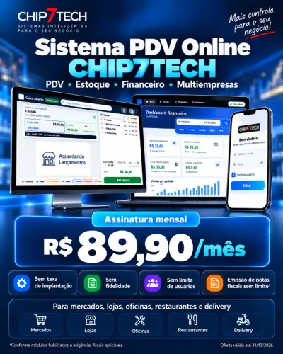 Sistema PDV Online CHIP7TECH para Empresas
