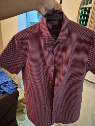 Camisa botao quadriculada vinho M