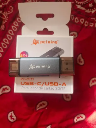 Leitor de Cartão de Memória Peining USB+ USB-C em Metal | Alta Velocidade