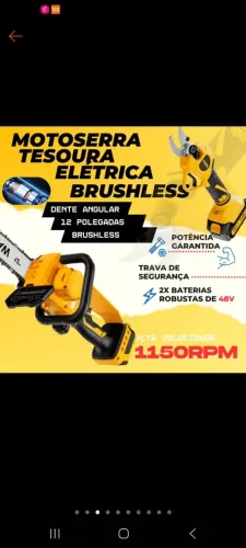 Motosserra 12 polegadas + Tesoura á bateria 2000w, poda árvore com duas baterias 48v