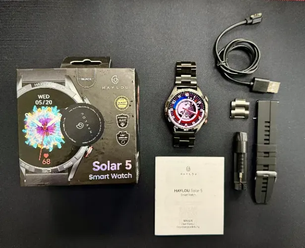 Smartwatch Haylou Solar 5 Amoled Monitor Saúde com Pulseira de Metal + Silicone