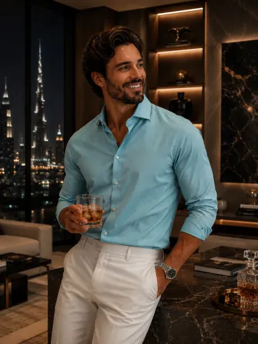 Camisa social azul Tommy Hilfiger TAM M 