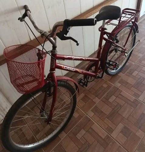 Bicicleta aro 25 infanto juvenil bordô c/ cestinha 