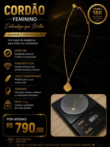 Cordão em ouro! Ouro 18k.