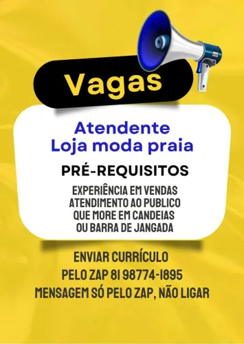Atendente de Loja / vaga para mulher