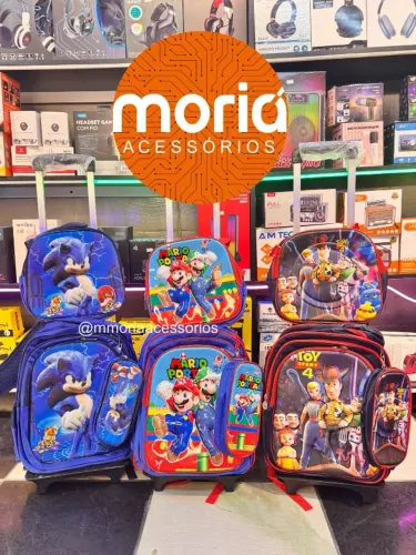 Mochila Escolar Infantil com Estojo e Lancheira Térmica