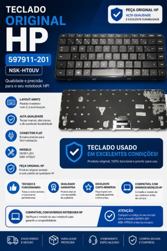 Teclado Original HP 597911-201 NSK-HT0UV