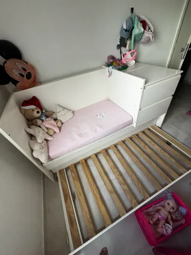 Berço 100% mdf, multifuncional função 3 em 1 que vira mini cama) Quater