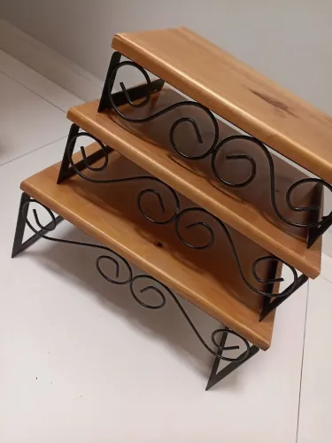 Jogo de decoração em madeira e ferro 