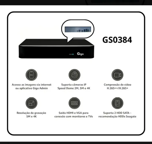 NVR Gravador 10 Canais IP 1080P