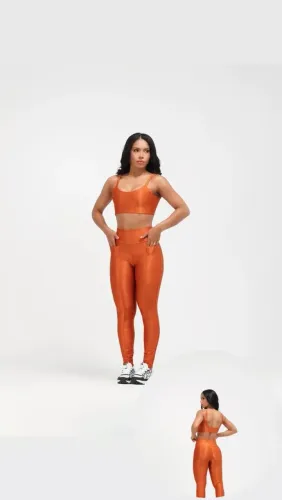 Conjunto de calça canelada academia fitnes