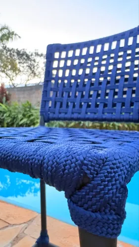 4 Banquetas em Corda Náutica Azul - Excelente Estado - Oportunidade