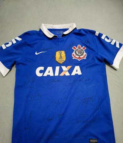 ? JOIA DE COLECIONADOR: Camisa Corinthians Azul 2013 Autografada!