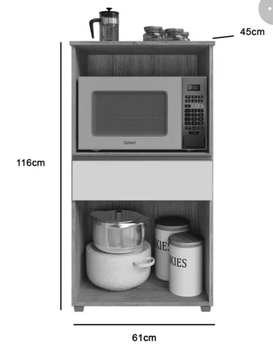 Balcão de Microondas Reforçado Novo