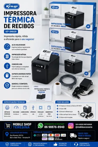 Impressora Térmica de Recibos Knup KP-IM609 USB 80mm<br>