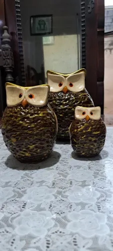 Três corujas para decoração
