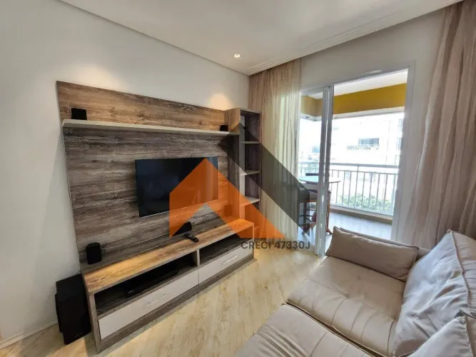 Apartamento mobiliado para locação com 2 quartos (1 sendo suíte), varanda gourmet, piscina