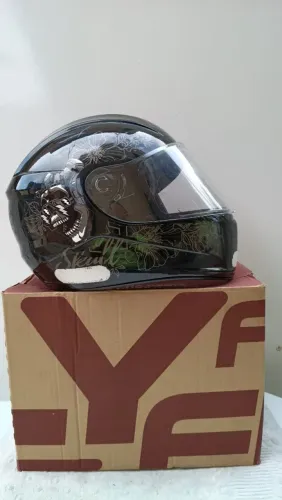 Capacete Fly f9 Black skeull N60 
