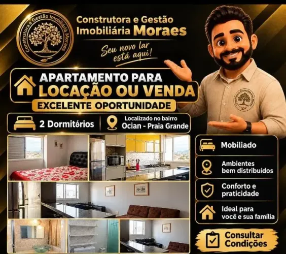 ALUGA-SE OU VENDE - APARTAMENTO DE 2 DORMITÓRIOS LOCALIZADO NA OCIAN - PRAI GRANDE - SP