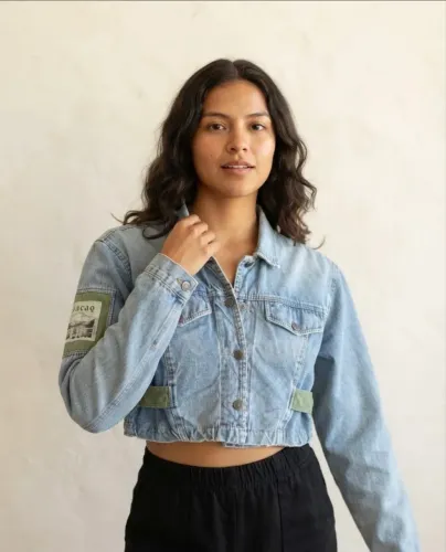 Jaqueta Jeans Cropped Utility