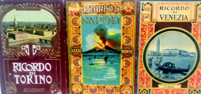 Cartão Postais Italiano Antigo Veneza - Napoli - Torino fotos mapas da cidade Década de 30