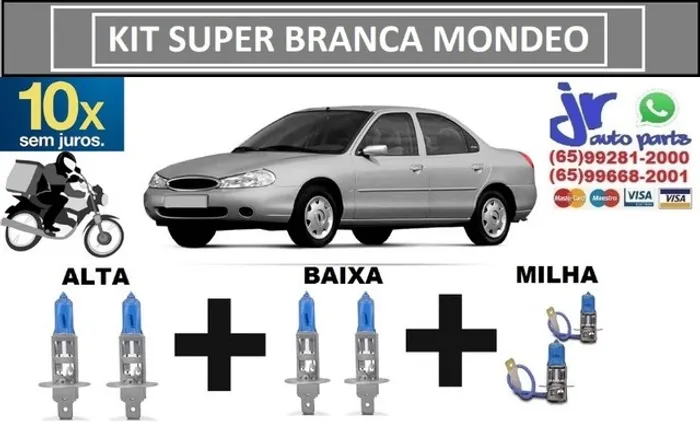Kit de Lâmpadas Super Branca Mondeo 8500K Efeito Xênon 