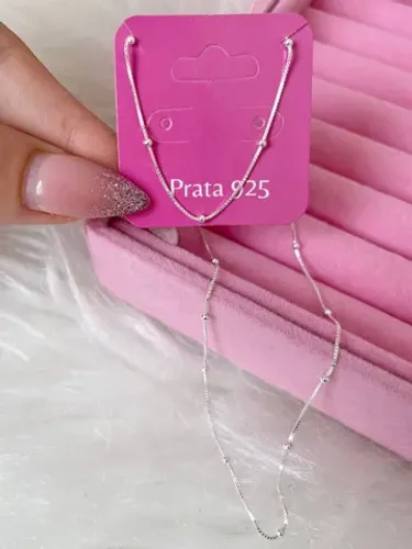 Colar bolinhas PRATA 925 colar feminino corrente prata 925