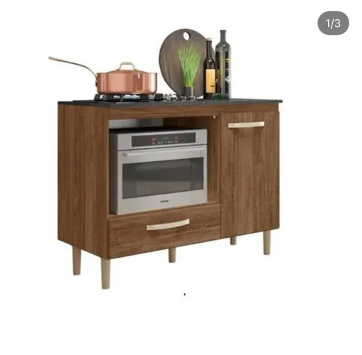 Balcão Nicioli Cooktop Fit com nicho para forno elétrico com 01 porta e 01 gaveta 