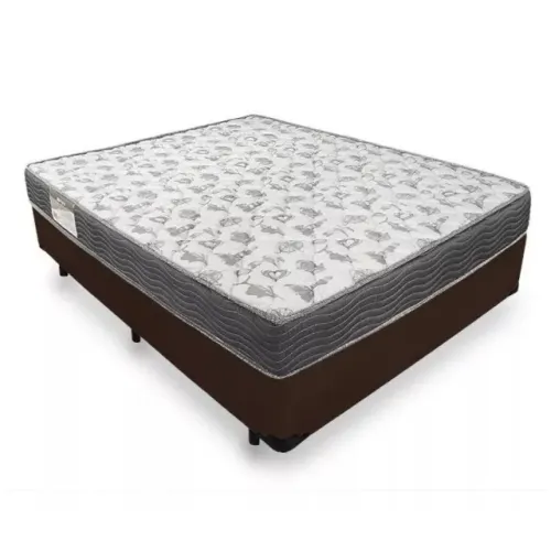 Base Box Casal Marrom com Colchão Casal D33 Ortobom - Entrega Rápida! 