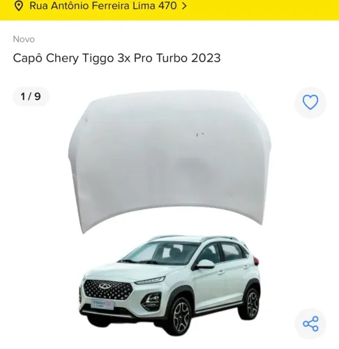 Capô Chery Tiggo 3x Pro 2021 2022 2023 2024 
