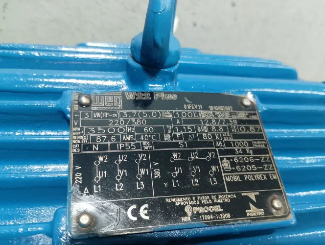 Motor trifásico 5 cv 3500 rpm Weg w22
