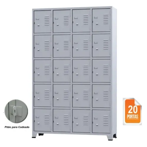 Roupeiro de Aço 20 portas Pequenas - 1,96×1,23×0,36m - CZ/CZ - AMAPA - 10109