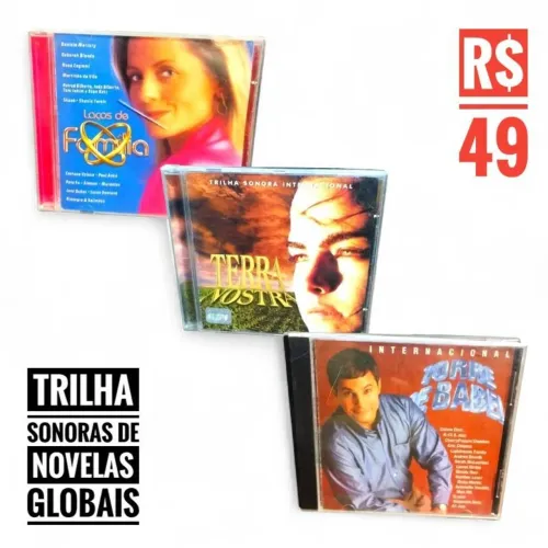 CDs Trilha Sonora de Novelas - Lote com 3 Álbuns Raros