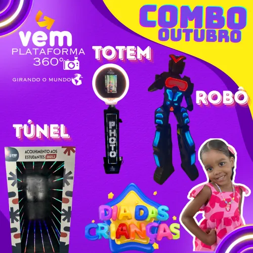 Cabine de foto , plataforma 360 , robô de led , túnel infinito 