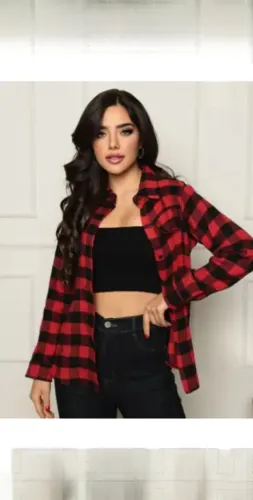 Camisa de manga longa xadrez m com botão para reduzir a manga tamanho m