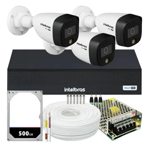 Kit 3 câmeras full color intelbras// instalado 