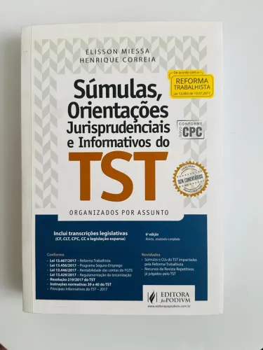 Súmulas, Orientações Jurisprudenciais e Informativos do TST organizados por assunto