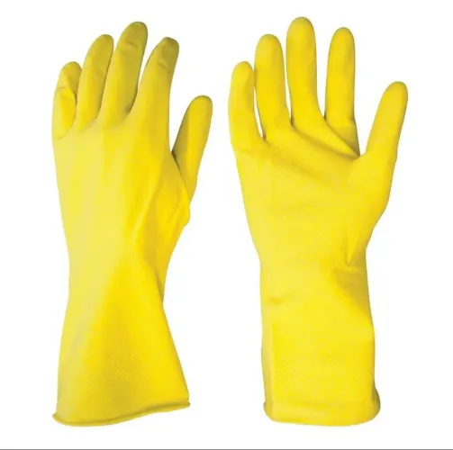 Luvas de borracha amarelas para limpeza