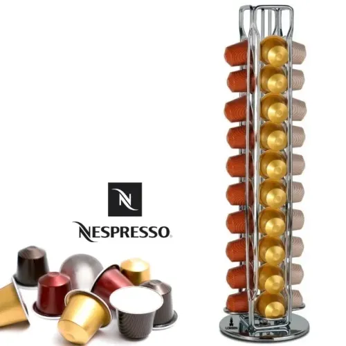 Porta Cápsula Café Nespresso Suporte em Metal Cromado para 40 Cápsulas