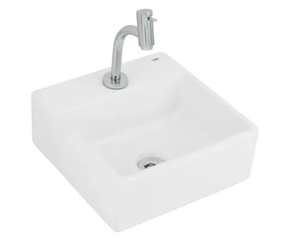 Kit Cuba de Apoio Branca + Torneira + Sifão + Flexível e Válvula 13,5x35x35cm Q6 Celite
